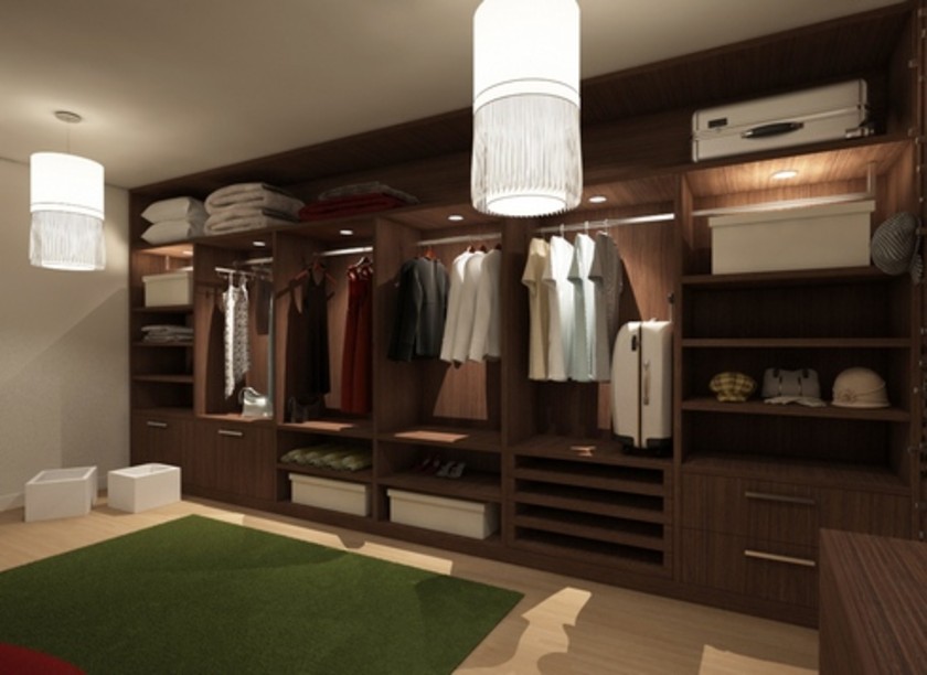 Классическая гардеробная комната из массива с подсветкой Ижевск